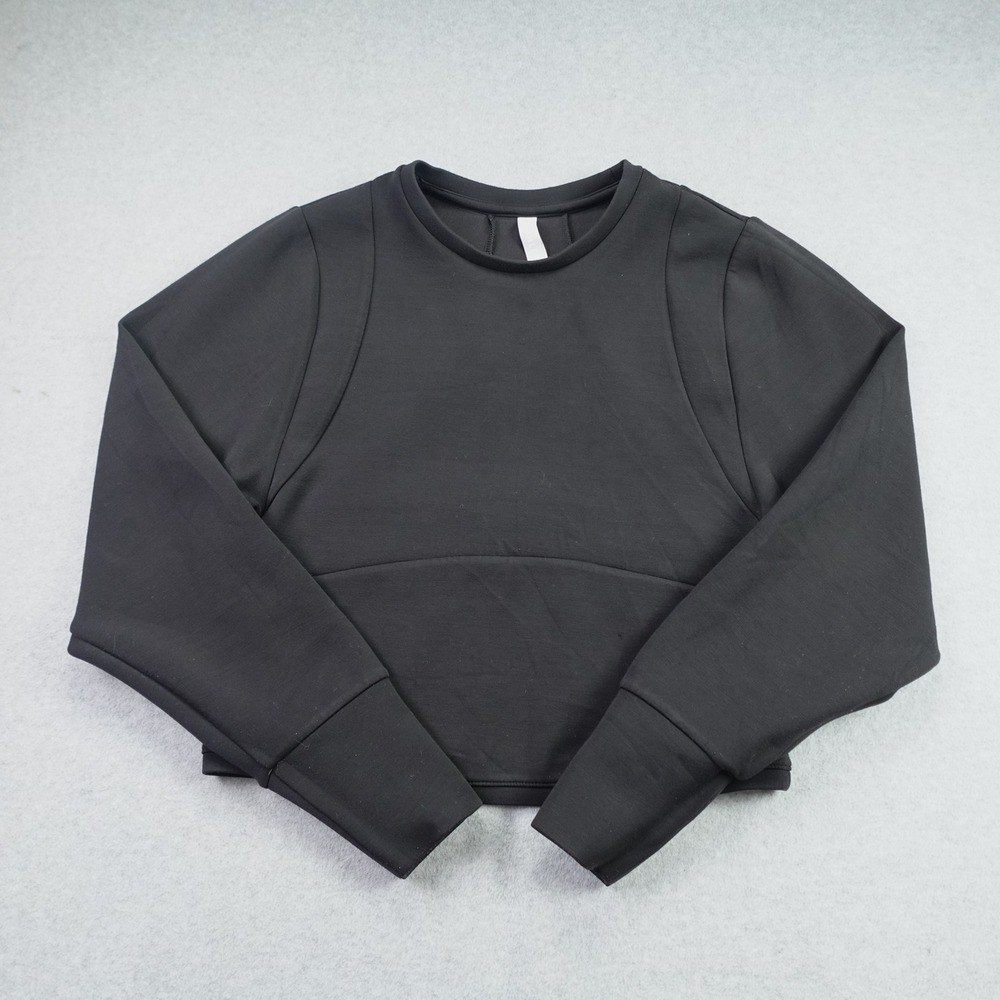 Athleta Sweatshirt Womens XS Black Cropped Active Crew Neck Pullover
